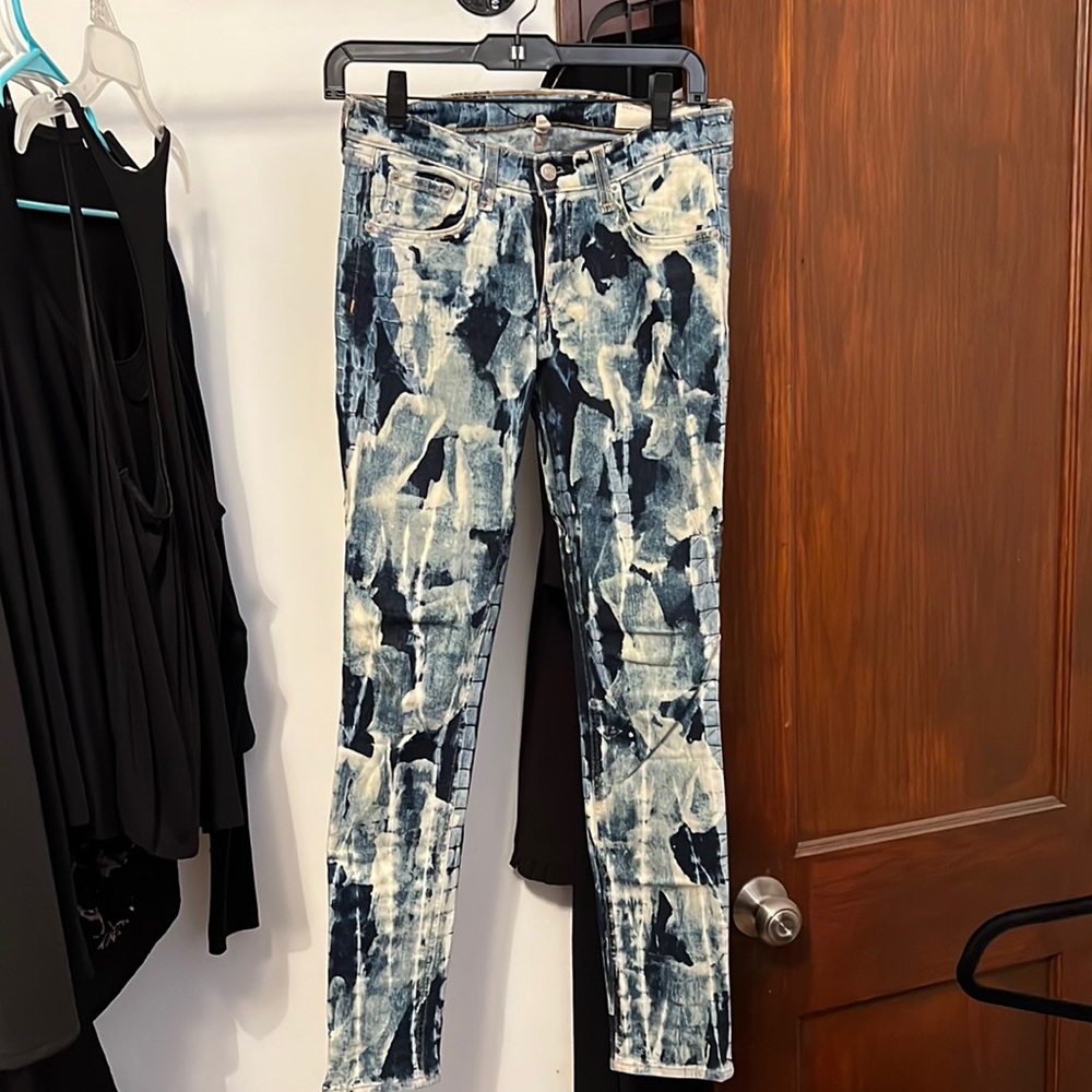 Rag + Bone Skinny Jeans Acid Wash Rivera Blue and white size 27